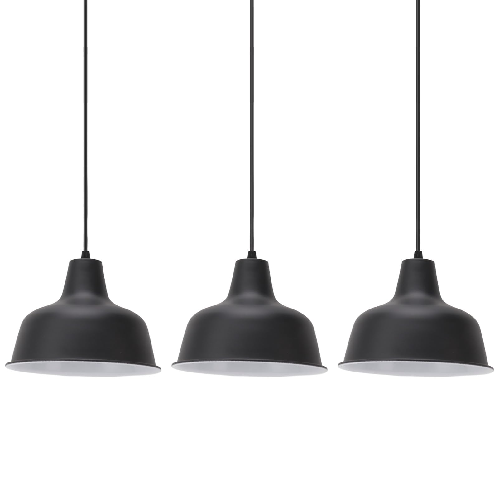 Omabeta Portalámparas Colgante de Granero de 3 Uds, Accesorio de Iluminación de Hierro Industrial con Cuerda Ajustable para Bares y Restaurantes Domésticos