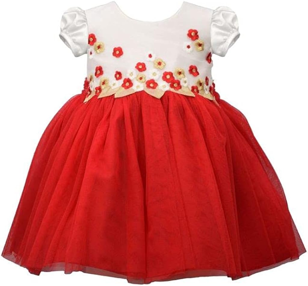 Bonnie Jean Baby Girl's Holiday Christmas Dress - Red and Ivory Flower Dress for Baby and Toddler Girls: Clothing, Shoes & Jewelry