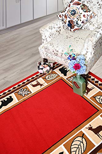 Rugs Home 631 Dark Red Bear 7'8"X9'8" Area Rugs #TOP2