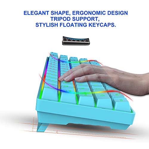 Snpurdiri 60% Wireless Gaming Keyboard And Mouse Combo,Led Backlit Rechargeable 2000Mah Battery,Small Membrane But Mechanical Feel Keyboard + 6D 3200Dpi Mice For Gaming,Business Office（Blue #TOP4