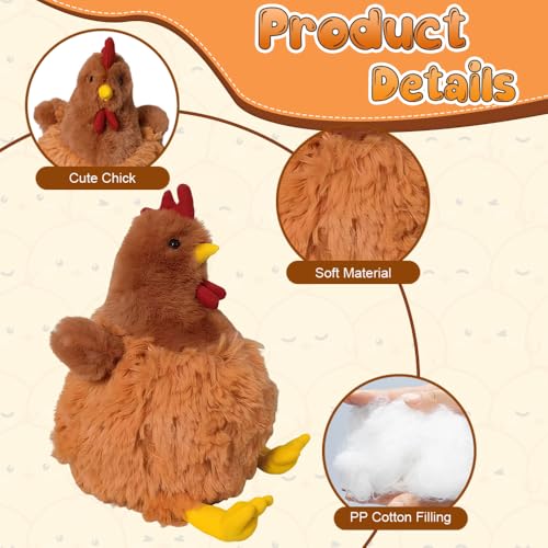 WDKXCN Huhn Kuscheltier, 26CM Huhn Plüschtier, Simuliertes Tier Hahn Kuscheltier, Super Weiche Huhn Spielzeug, Niedlichen Kuscheltiers Huhns, Plüsch Huhn Spielzeug Geschenk for Kinder und Erwachsene
