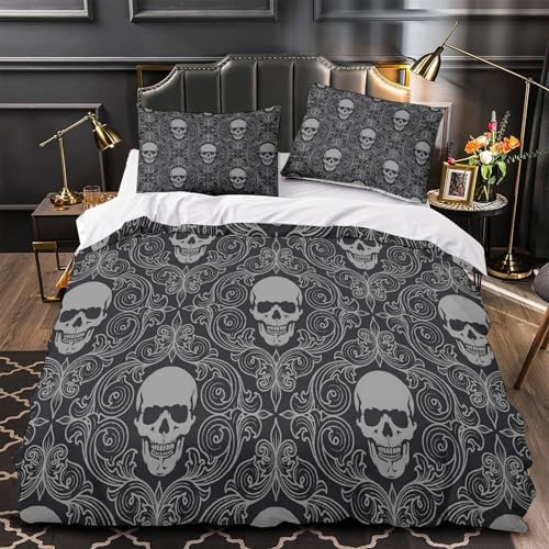 Parure de lit 3D motif crâne en microfibre super douce 260x220cm