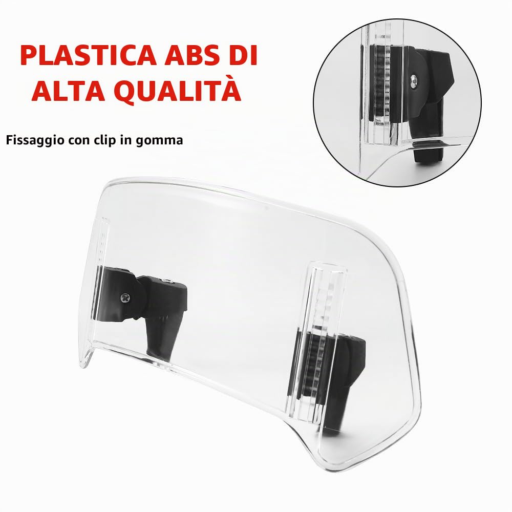 Estensione Parabrezza Moto Universale Deflettore Regolabile Clip-on Protezione Vento per Dirt Bike e Moto con Parabrezza 2 Misure Disponibili