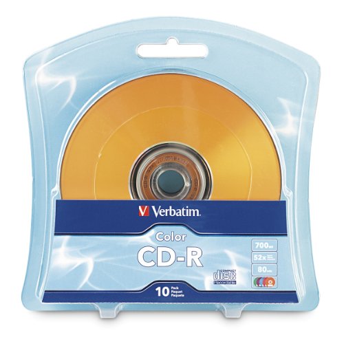 Verbatim CD-R 700MB 52X com superfície de cor vibrante - embalagem com 10 bolhas, sortidos