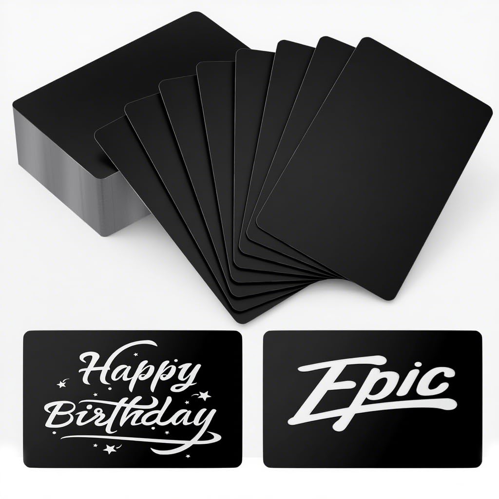 100 tarjetas de visita de metal en blanco | Tarjetas de metal personalizadas multiusos de aluminio de alta calidad para grabado láser, 86 x 54 x 0,21 mm