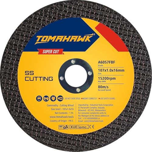 Image of TOMAHAWK4 Inch Cut Off Wheel Double Net - 107x1.0x16mm - For Metal & Stainless Steel - Compatible with 4 inch Angle Grinder - High Precision Cutting Disc - Black