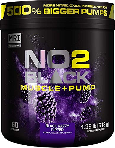 MRI NO2 Black Nitric Oxide Supplement for Pump, Muscle Growth, Vascularity & Energy - Powerful NO Booster Pre-Workout with Citrulline + 60 Servings (Black Razzy Ripped)