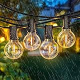 led weihnachtsbaumbeleuchtung außenbereich 【Extra lange lichterkette Außen】: Auf einer Länge von 10,3 Metern befinden sich 25 warmweiße energiesparende G40-Glühbirnen E12, Abstand zwischen den Glühbirnen: 30cm, Abstand vom Stecker bis zur ersten Glühbirne: 2M. 2700K warmweiße Lichter bringen Ihnen eine warme, weiche Atmosphäre.
