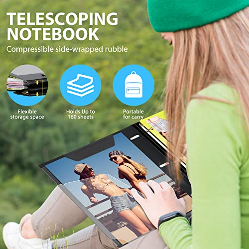 WOT I 1-Pack Telescoping 3 Ring Binder Notebook - Customizable Cover, 5 Dividers & Pocket Folder in One Slim Organizer (60 Sheets Included), Black - Image 3