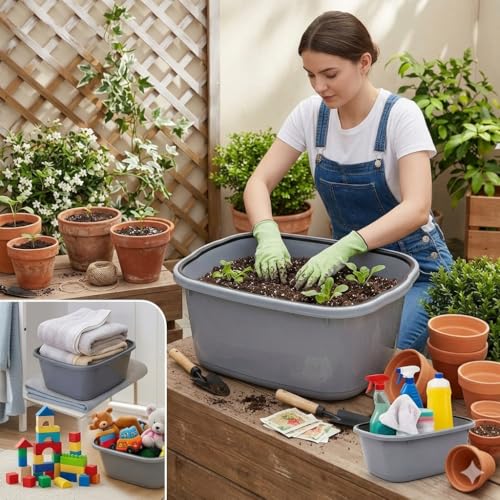 Image of Unbreakable Plastic Multipurpose Bath Tub 20 LTR Heavy Duty Washing Tub for Clothes Laundry Bathroom Kitchen Durable Plastic Water Storage Basin (Pack of 1, Multicolor)