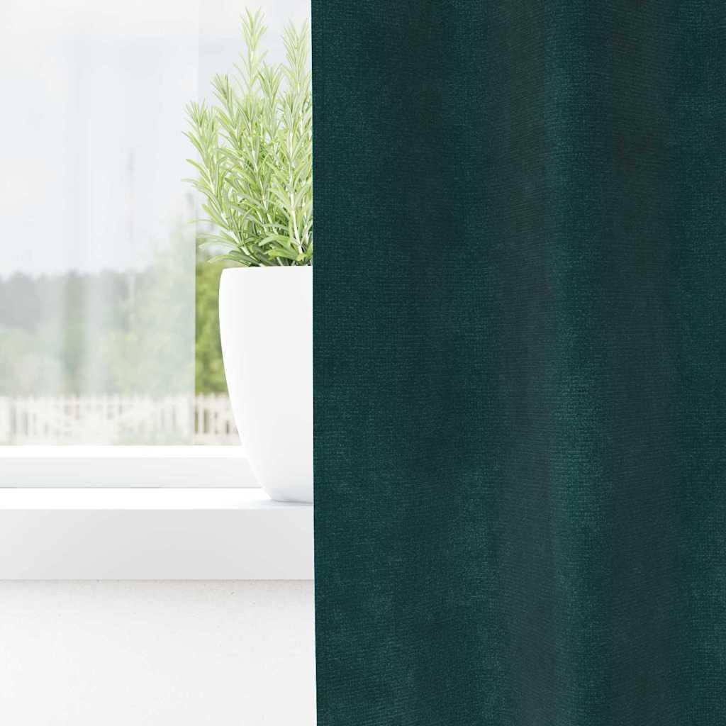 Cortinas opacas de terciopelo verde oscuro, 2 unidades, 140 x 225 cm, con trabillas de tela, protección solar, oscurecimiento para dormitorio, sala de estar, interior
