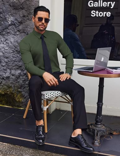 COOFANDY Men's Shirt Long Sleeve Button Down Non-Iron Casual Shirts Business Casual Regular Fit Plain Shirts - Image 4