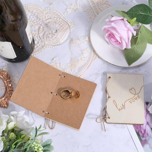 GORGECRAFT 8pcs Wooden Greeting Cards Wedding Vow Books Officiant Wedding Day Card Bride and Groom Bridal Shower Gifts Booklet Keepsake Vow Renewal Notebook with Jute Rope and Kraft Paper - Image 4