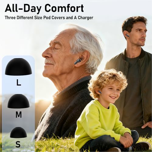 Image of 2 Pack ANC Wireless Earbuds with Big Bass Durable, Lightweight Design for Noisy Factories, Gym, and Travel, Includes 3-Size Tips for Secure Fit