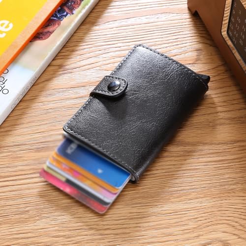 men's wallet Vintage Mini ID Card Holder Wallet for Men Slim PU Leather Business Purse with Hasp Closure4