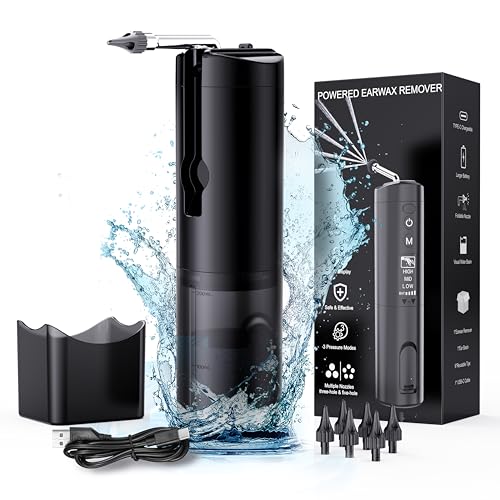 Ear Wax Removal Tool Kit, IPX7 Waterproof Ear Cleaner with LED Display, Electric Ear Irrigation Flushing System Ear Cleaning Tool