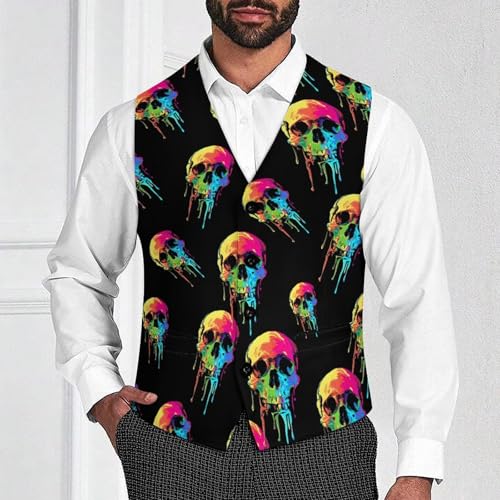 Trippy Skull Novelty Men's Suit Vest Funny Formal Dress Vests Business Waistcoat2