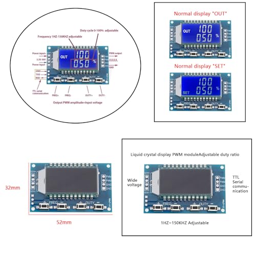 Image of SING F LTD 2PCS PWM Signal Generator PWM Square Wave Signal Generator LCD Display Signal Generator Module 1 Channel Frequency Generator Rectangular Wave Generator