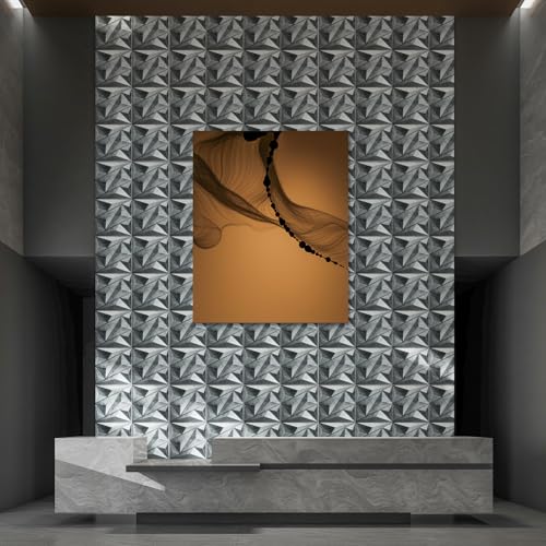 Image of Art3dwallpanels 33 Pack 3D Wall Panel Diamond for Interior Wall Decor, PVC Textured Wall Panels, 12''x12'' Cover 32.Sq.Ft. Patina Bronze