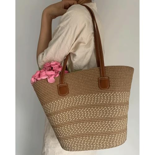 Bolso de hombro tejido con detalles de cuero miniatura 2