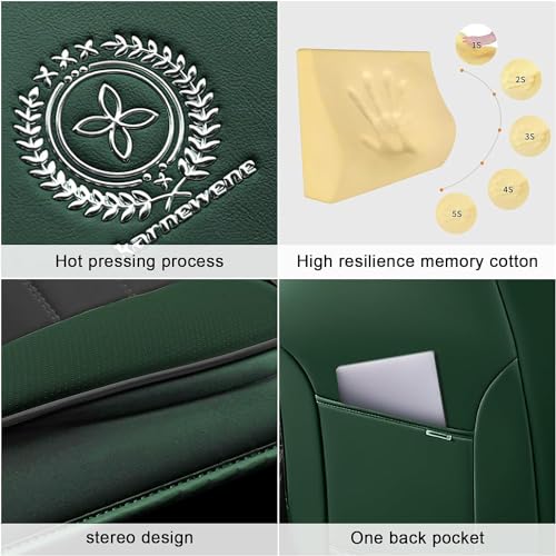 Image of Full Set Seat Covers for Volkswagen Golf SportWagen 2015-2019, Black-Green