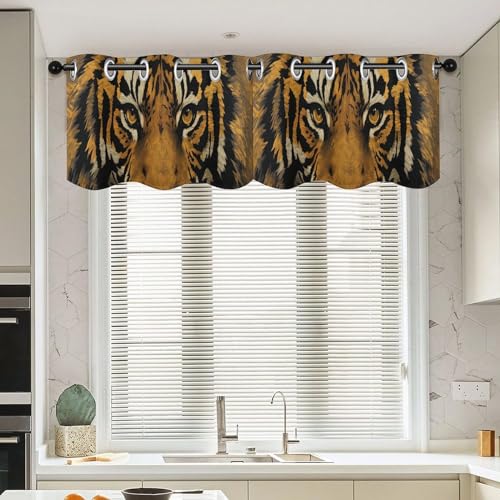 Cortinas con cenefa de tigre exótico para decoración de ventanas del hogar 2