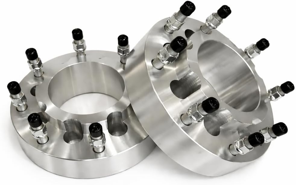 ezaccessory 2 Hub Centric Wheel Adapters 8x6.5 to 8x210 Thickness 2 Inch Precise Fit for RAM and Compatible with Chevy Dually Wheels on Older Chevy 8 Lug