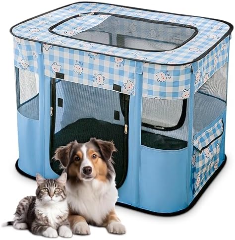 ALLSOPETS Foldable Dog and Cat Playpen Cage for Dogs and Cats, Po...