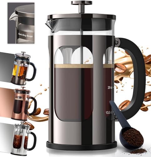 BAYKA French Press Coffee Maker 34 Ounce 1 Liter, Borosilicate Gl...