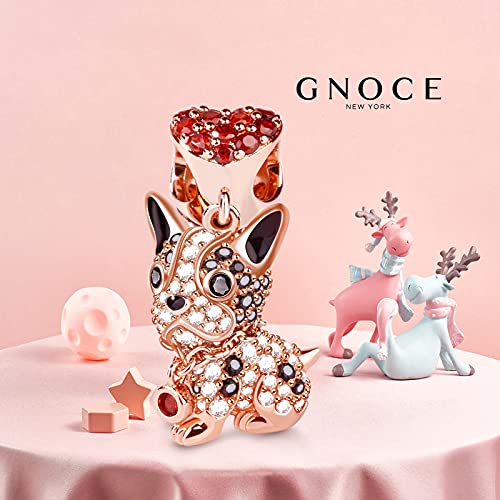 Image of GNOCE Pet Dog Bowl Bead Charm For Women, S925 Sterling Silver Bead Charm NecklaceBracelet for Her, Jewelry Gift
