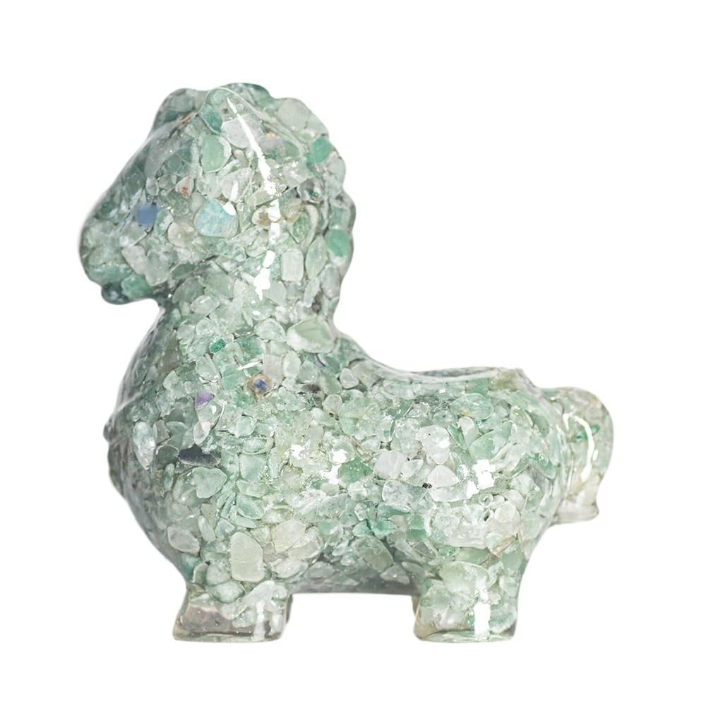 HUFFA Large Resin-Filled Natural Crystal Horse Figurine - Elegant Ceramic Desktop Decoration(Greenaventurine)