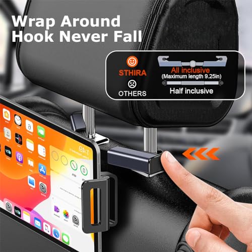 Image of STHIRA Tablet Holder Car 360 Retractable 4.7-12.9in Headrest