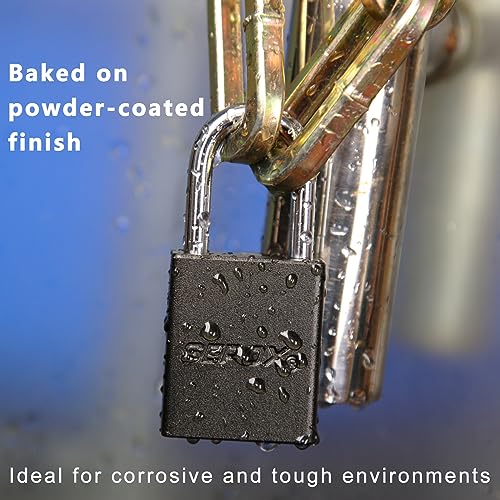 Image of SEPOX 24-Pack Black Aluminum Padlocks, 1-1 /2 inch Long Shackle | Lightweight spark-proof alum, Keyed Different, 3 keys each. Long shackle fits thick gates. For asset control, fence /storage.