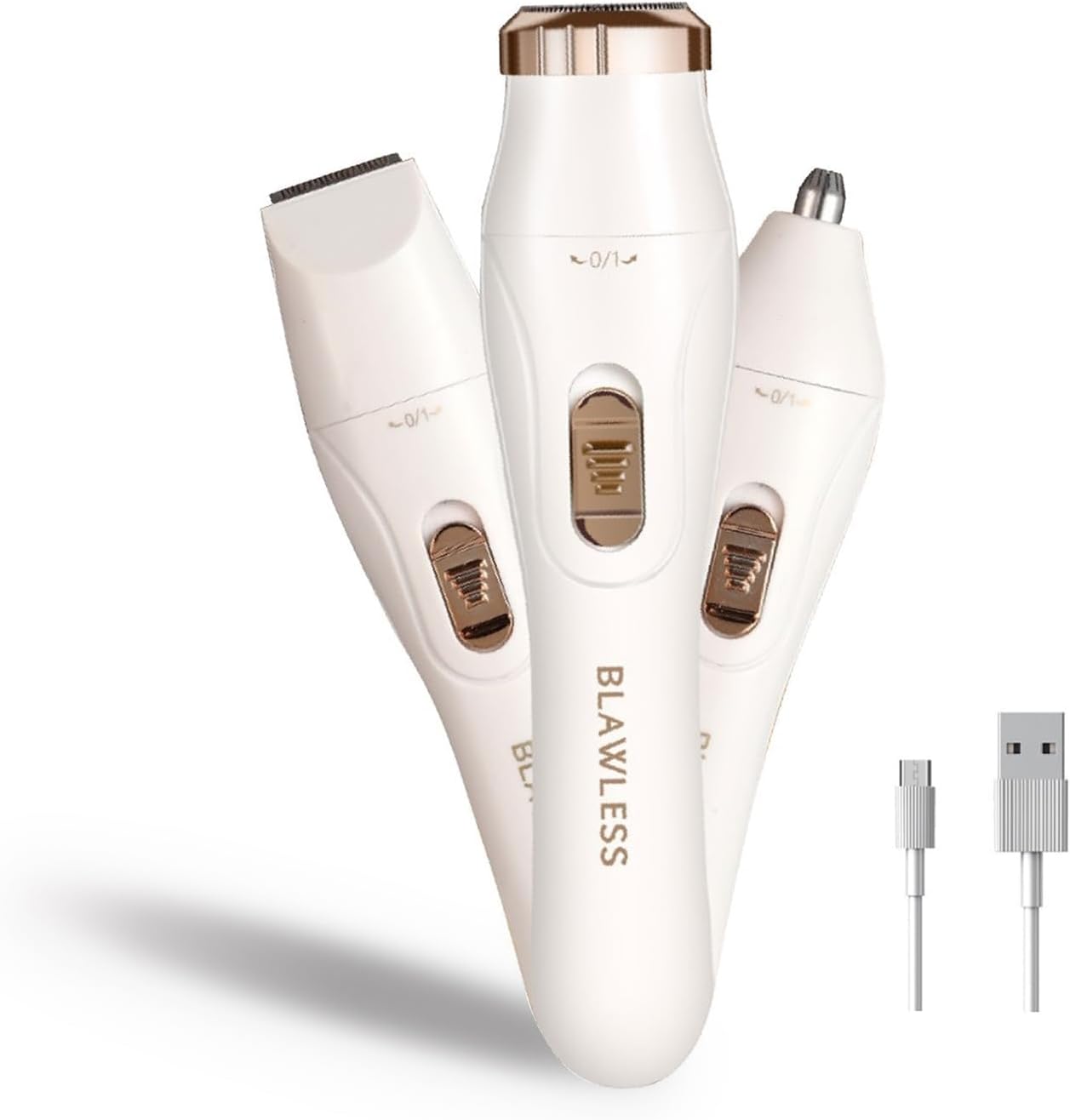 NALACAL 3-in-1 Women’s Hair Trimmer: Gentle Facial Hair Removal for Sensitive Skin – Idea for Eyebrows, Nose, Upper Lip, Bikini, Underarms, and Legs – Electric Razor for Smooth, Effortless Grooming