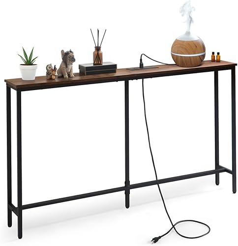 Miniatura 36 de CAPHAUS Mesa de consola estrecha y larga de 71 pulgadas para entrada, mesa de diseño clásico estrecha y larga para sala de estar, mesa de entrada