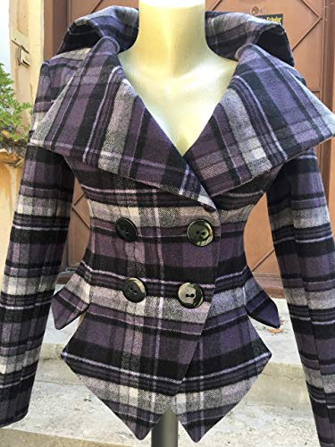 Wool Tartan tailored jacket, Tweed checked blazer, Womens plaid coat, Scottish tartan plaid blazer