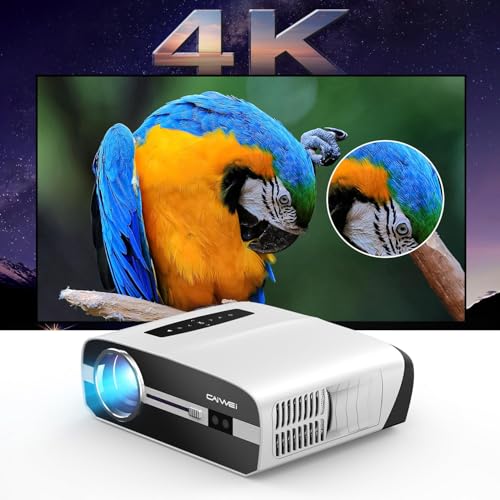 Projetor CAIWEI Daytime 4K Smart 3200ANSI de Ultra Brilho, Projetor Android TV Home Theater com WiFi6 e Bluetooth, HDMI ARC, USB, Correção Trapezoidal Auto, Teto para filmes, jogos e apresentações