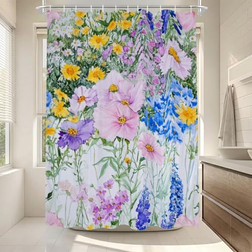 Rideau de douche imperméable et lavable 180x200 fleurs sauvages - 4