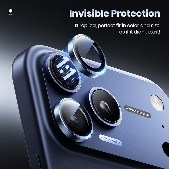 Image of Lensarmor Compatible With Deep Blue iPhone 17 Pro /iPhone 17 Pro Max Camera Lens Protector - 9H Tempered Glass, Scratch Resistant, Flash-Friendly Premium Lens Cover