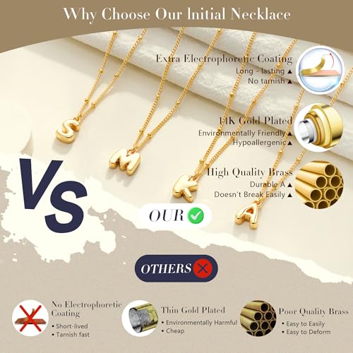 Dainty 14K Gold Plated Initial Necklace for Women - Personalized Gift