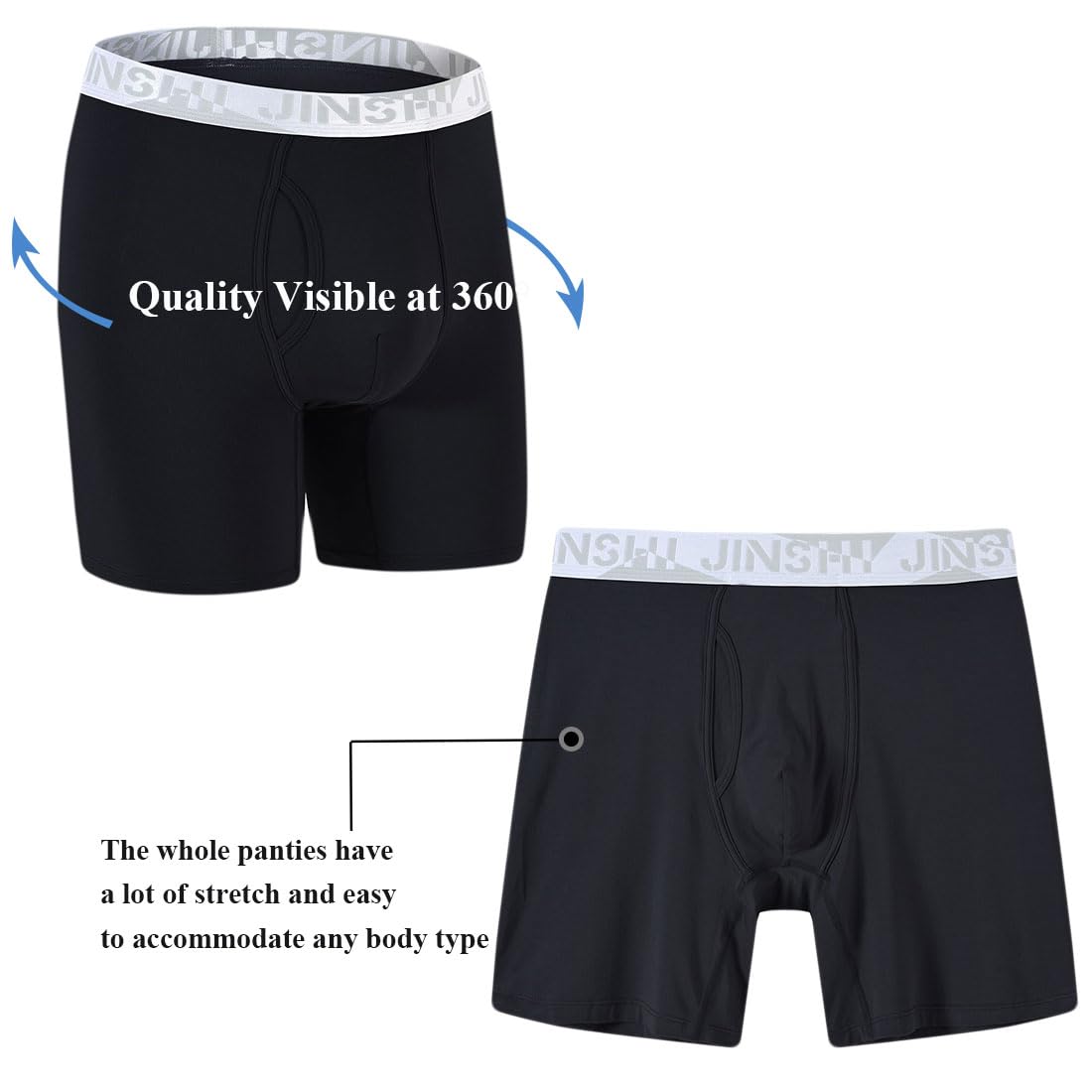 JINSHI Calzoncillos tipo bóxer de rayón de bambú para hombre, 942M06*3 unidades, X-Large