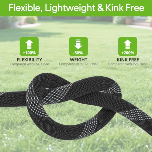 Garden Hose 100 ft, 2026 New No Kink Flexible Water Hose 100ft, 10 Function Nozzle, Leak-proof Solid Metal Fittings, High Density Outer Fabric, Durable Inner PVC Core, Ultra Lightweight & Portable by teelishly - Used condition - Image 3