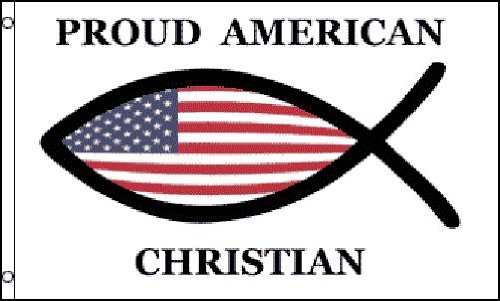 Proud American Christian Fish Flag, 3'X5' Banner #TOP7