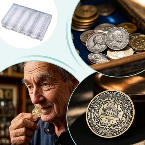 Protectores de monedas con junta ajustable y caja expositora para coleccionistas 4