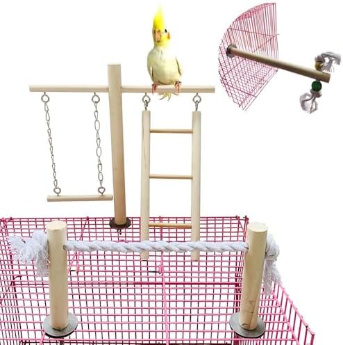 Bird Cage Top Play Stand - Explore These 5 Must-Have Features Today 7 PINVNBY Bird Playground, Wood Parrot Play Gym Stand Perch Bird Cage Accessories for Small and Medium Parakeet Cockatiel Conure Love Birds Finch