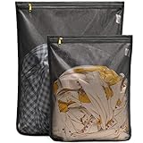 Tenrai Delicates Laundry Bags, Bra Fine Mesh Wash Bag, Zippered, Protect Best Clothes in the Washer, 2 Pack, 2 Black Style 1, 16