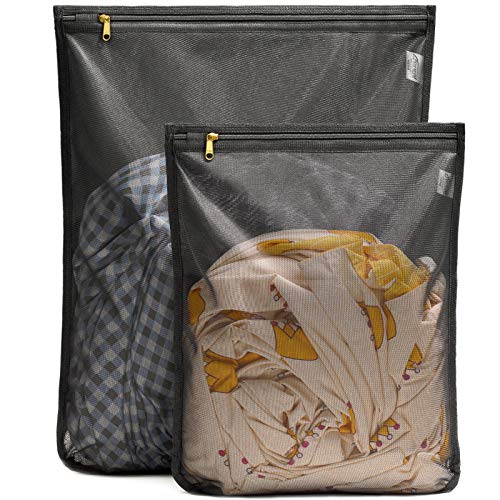 Tenrai Delicates Laundry Bags, Bra Fine Mesh Wash Bag, Zippered, Protect Best Clothes in the Washer, 2 Pack, 2 Black Style 1, 16