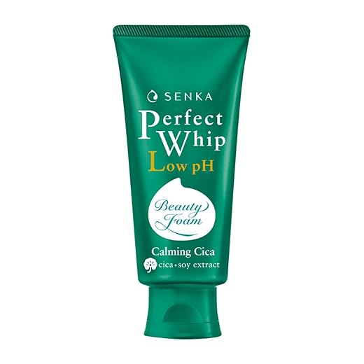 SENKA - Perfect Whip Low pH Cica Calmante + Extrato de Soja - Espuma de Limpeza Facial 100g