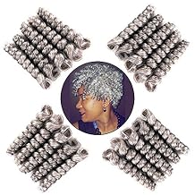QUEENTAS 6 Packs Short Crochet Hair 10 inches 8mm Natural Black & Natural Black Mixed Grey