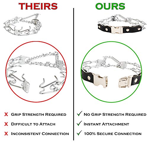 Herm Sprenger Dog Training Collar With Easy Quick Release Buckle No Pull Collar German Made Chrome Plated Stainless Steel Collar For Extra Large Dogs (20-25" Neck) #TOP2
